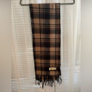 Royal Rossi Set  Brown And Blue Tartan Plaid Print Fringe Cashmere Scarfs